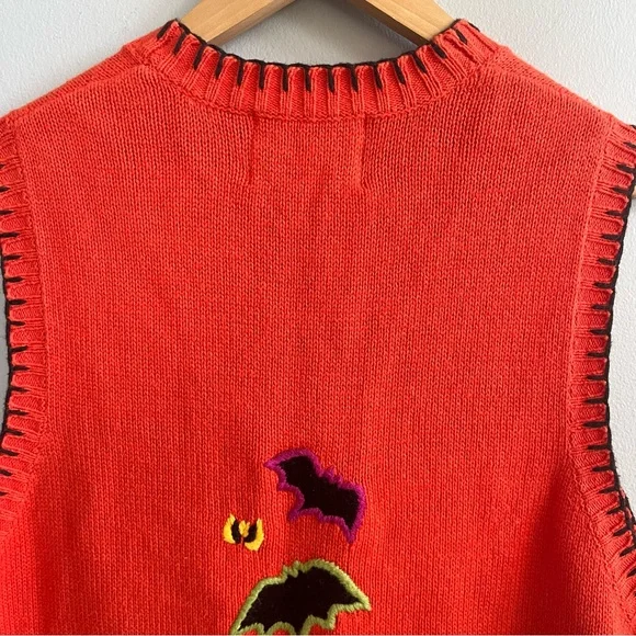 Tiara International Vintage Halloween Ghost Patchwork Sweater Vest Size Large - Picture 7 of 8